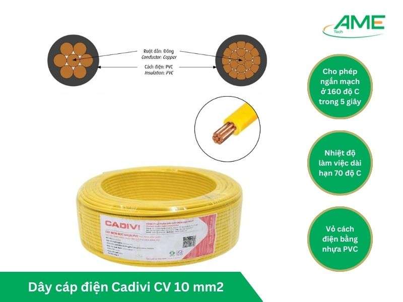đặc tính kỹ thuật dây điện Cadivi 10mm2