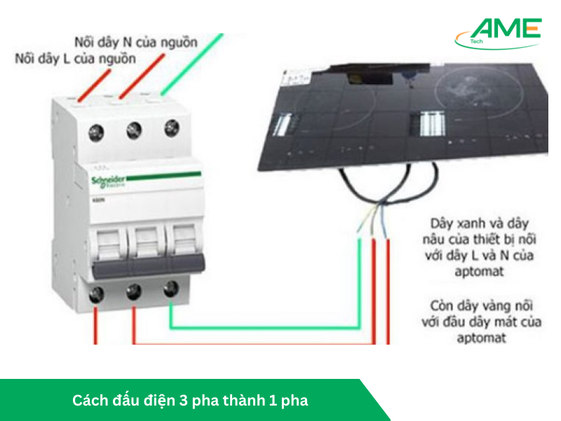 Cách đấu điện 3 pha thành 1 pha (2)