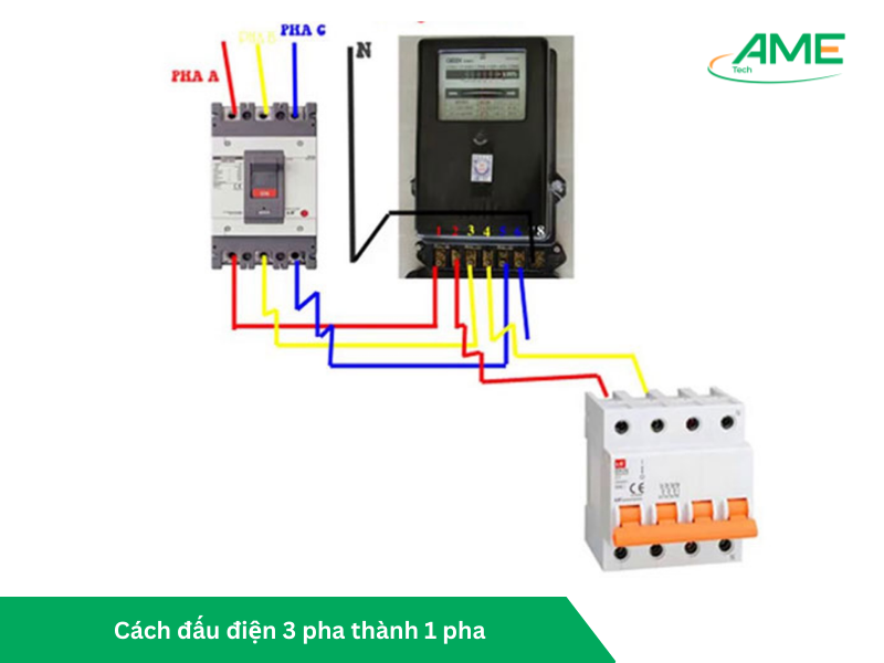 Cách đấu điện 3 pha VÀO aptomat