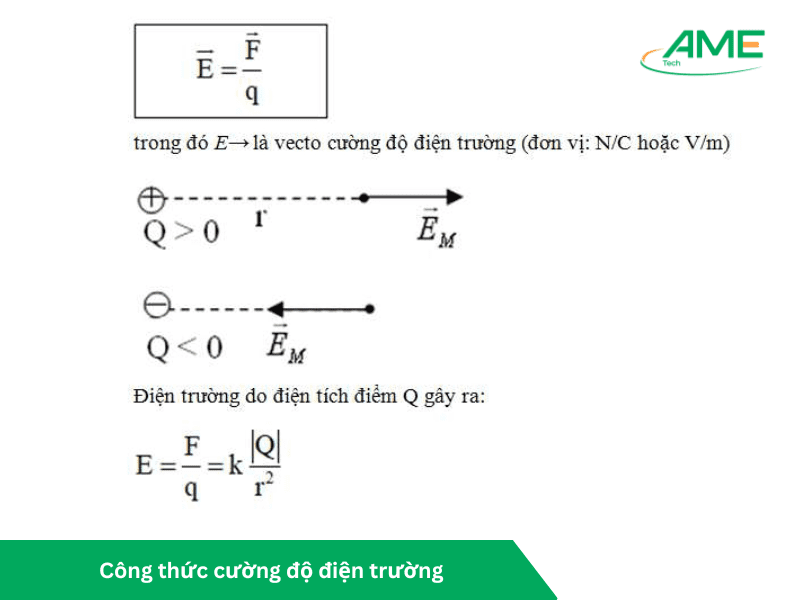 Công thức cường độ điện trường