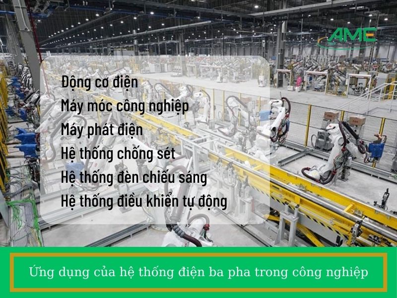 ứng dụng của điện 3 pha trong công nghiệp
