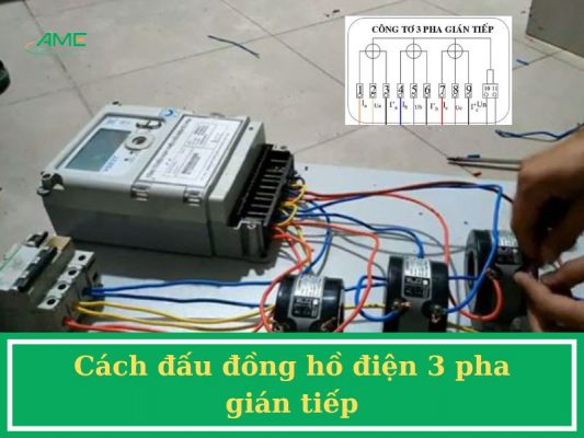 Cách đấu đồng hồ điện 3 pha gián tiếp
