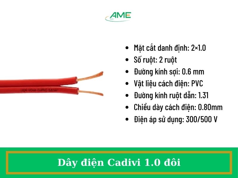 Dây điện Cadivi 1.0 đôi