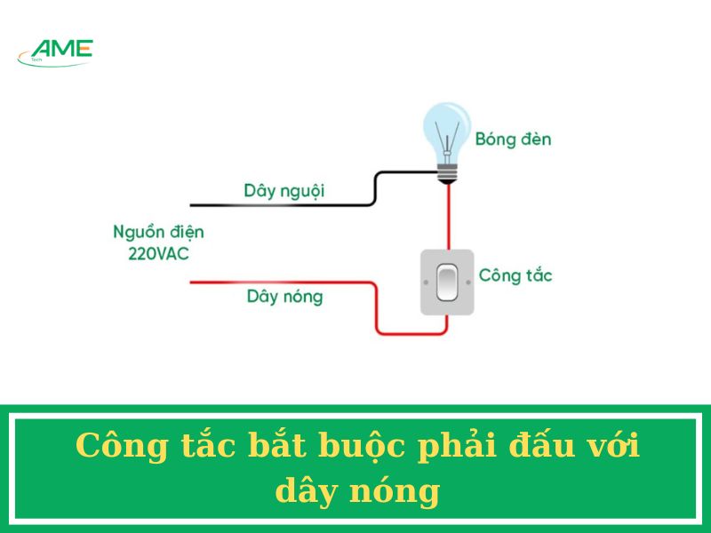 Công tắc bắt buộc phải đấu với dây nóng