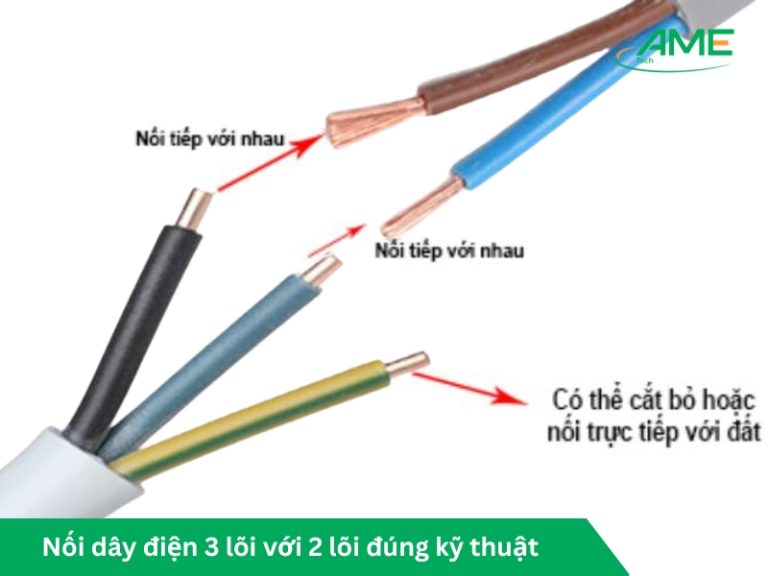nối dây điện 3 lõi với 2 lõi đúng kỹ thuật