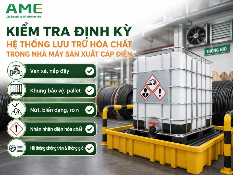 Hệ thống lưu trữ hóa chất trong nhà máy sản xuất cáp điện 